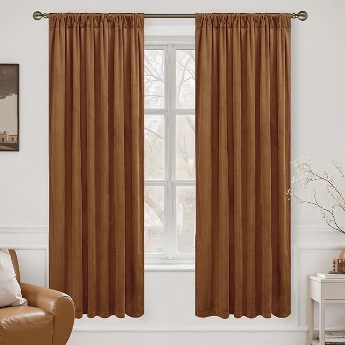 LAMIT Golden Brown Velvet Curtains - Image 2
