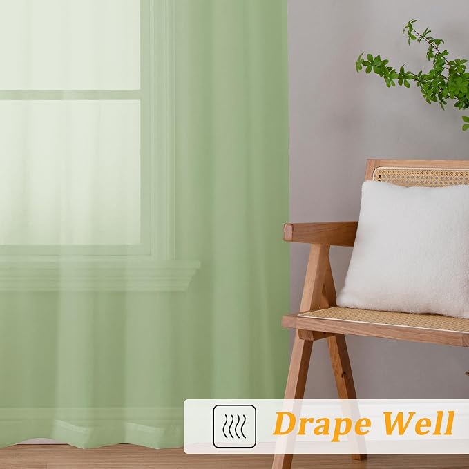 Gwine Light Green Sheer Curtains - Image 6
