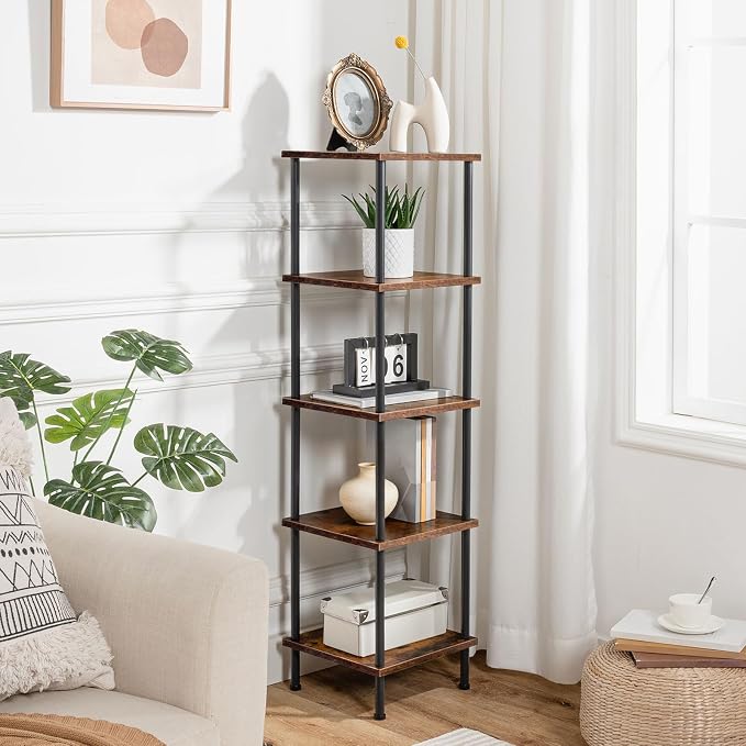 HOOBRO 5-Tier Corner Shelf Stand, Corner Square Rack Display Shelf, Tall - Image 5