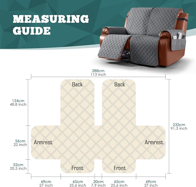 Ruaozz Waterproof Recliner Sofa Covers, 1-Piece Couch Covers - Image 2