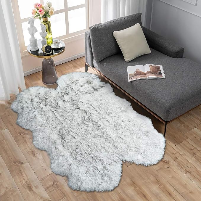 Carvapet 3x5 Faux Sheepskin Area Rug – Soft Fluffy White by Carvapet