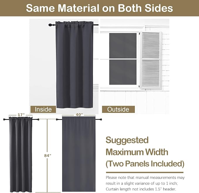 OVZME Charcoal Grey Blackout Curtains - Image 2