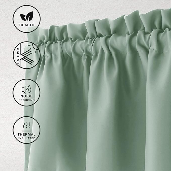 Hiasan Valance Curtains for Kitchen Blackout Thermal Insulated Solid Window - Image 2