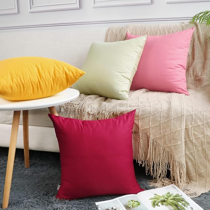 4-Pack 100% Cotton Comfortable Solid Decorative Throw Pillow Case, Thmyo Square - Image 3