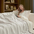 Cozy Bliss Deluxe Sheared Rabbit Faux Fur Throw Blanket, Soft Fuzzy High-Low by CozyBliss