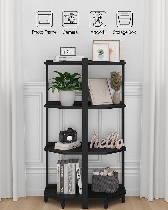 Hzuaneri Corner Shelf Stand, Corner Bookshelf, Storage Standing Shelf Unit - Image 4