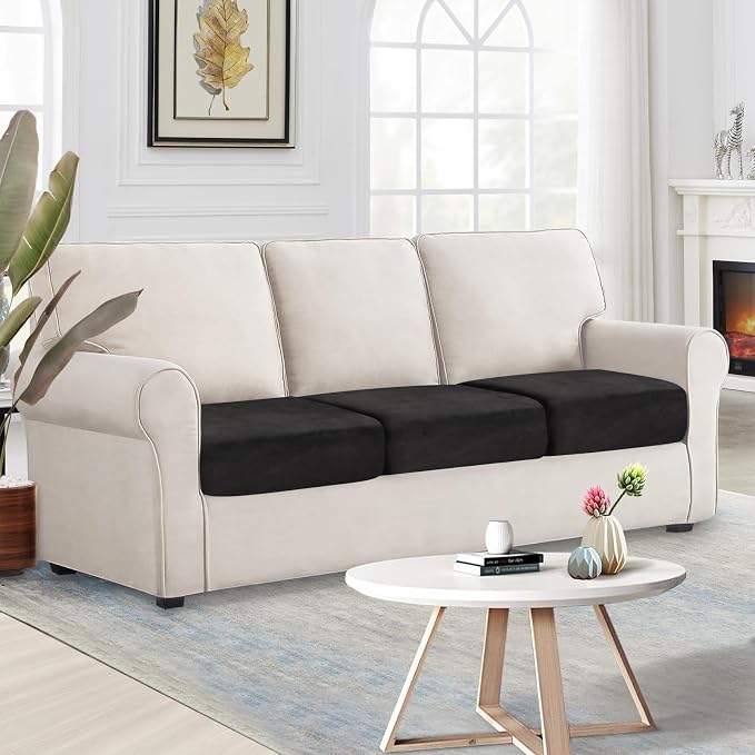 NAISI Couch Cushion Covers 3 Pieces Velvet Stretch Sofa Seat Covers or Backrest - Image 4