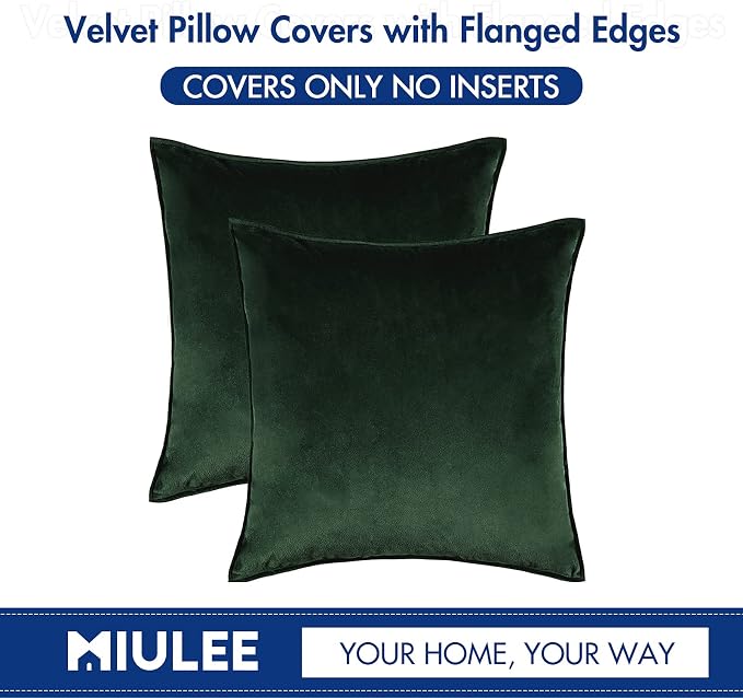 MIULEE Army Green Velvet Throw Pillow Covers 20x20 Soft Decorative Solid Square - Image 7