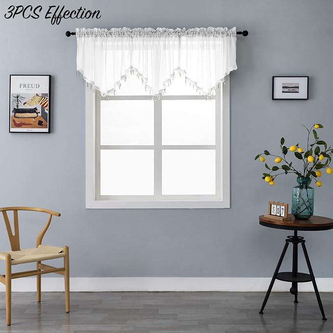 Beaded Triangle Sheer Valance Curtains - Image 7