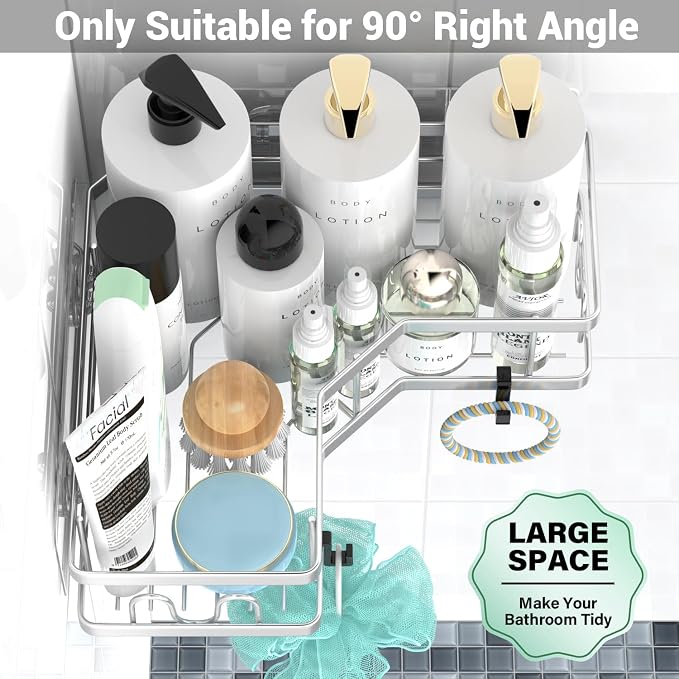 AKTECKE Corner Shower Caddy Bathroom Organizer: Adhesive Shower Rack Bathtub - Image 2