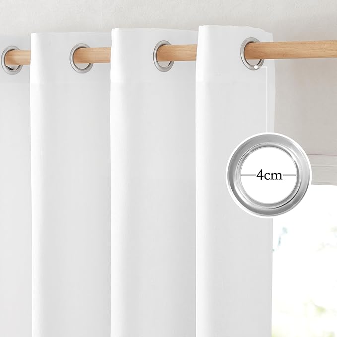 NICETOWN White Linen Curtains 90 inches Long, Grommet Thick Linen Blend Privacy - Image 2