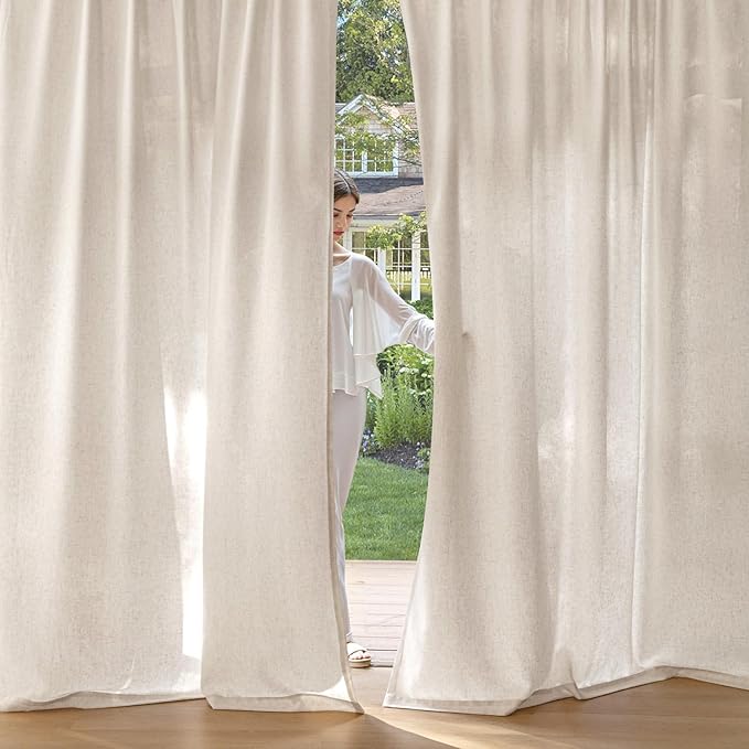 MIULEE Non-See-Through Privacy Linen Curtains 2 Panels, Light Filtering Window - Image 2
