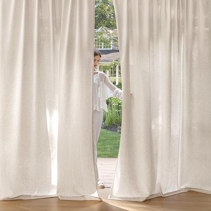 MIULEE Non-See-Through Privacy Linen Curtains 2 Panels, Light Filtering Window - Image 2