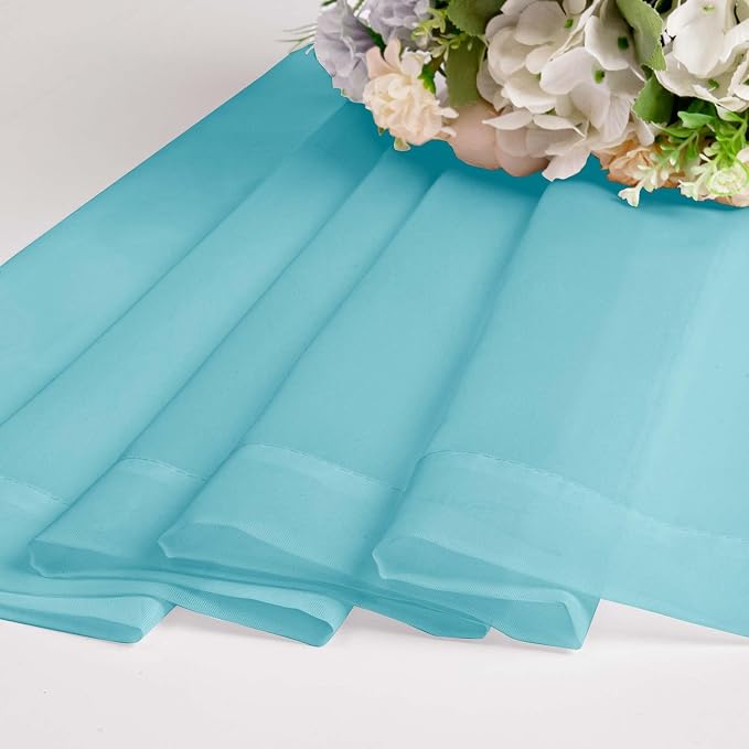 OWENIE Aqua Sheer Curtains for Bedroom Living Room 54 Inch Length 2 Panels Set - Image 7