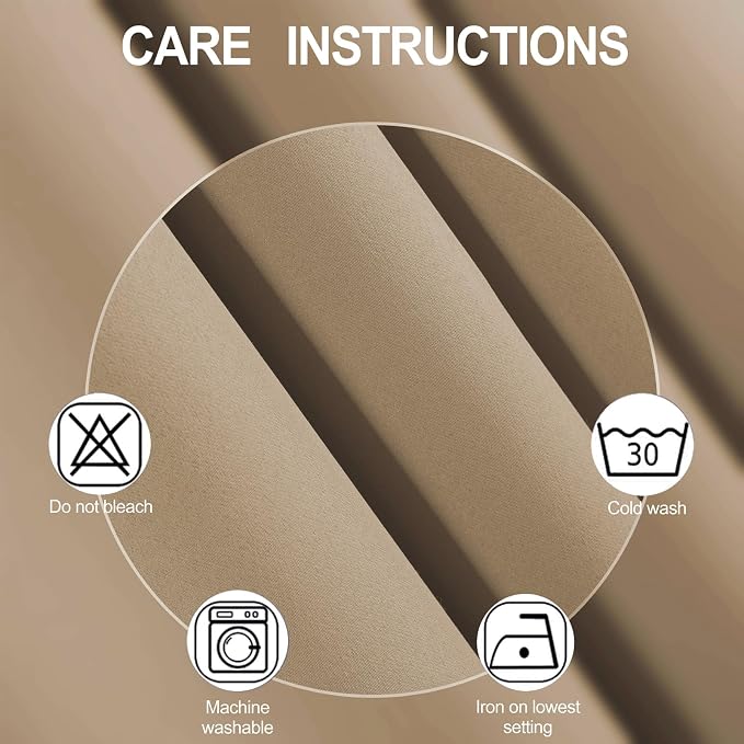 LEMOMO Natural Blackout Curtains 42 x 54 Inch Length Set of 2 Panels Grommet - Image 4