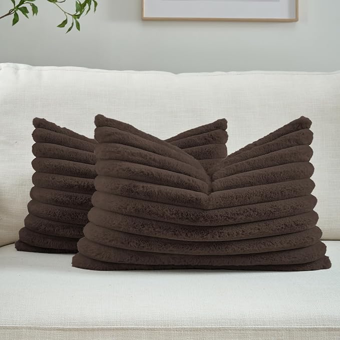 FUTEI Dark Coffee Decorative Throw Pillow Covers Set of 2, 12x20 Inch Soft by FUTEI