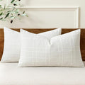 MIULEE Decorative Linen Check Lumar Throw Pillow Covers Neutral Farmhouse by MIULEE