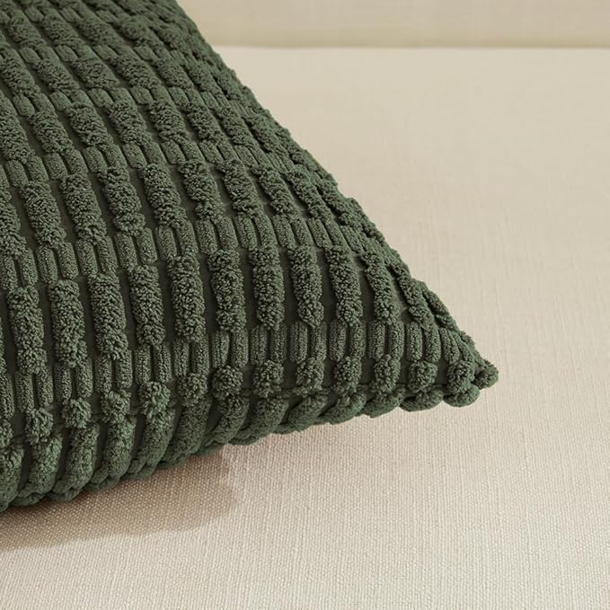 Fancy Homi 4 Packs Boho Olive Green Decorative Throw Pillow Covers 14x24 Inch - Image 4
