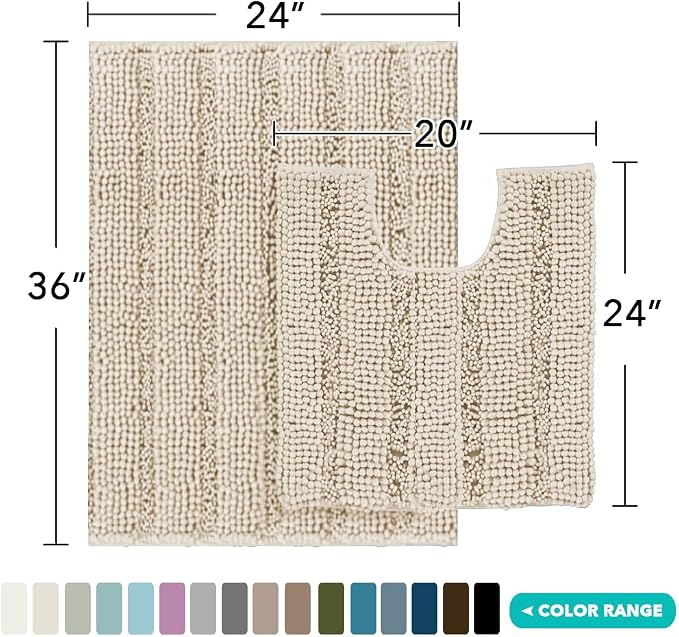 Turquoize Bathroom Rugs Set Non-Slip Bath Mats - Image 2