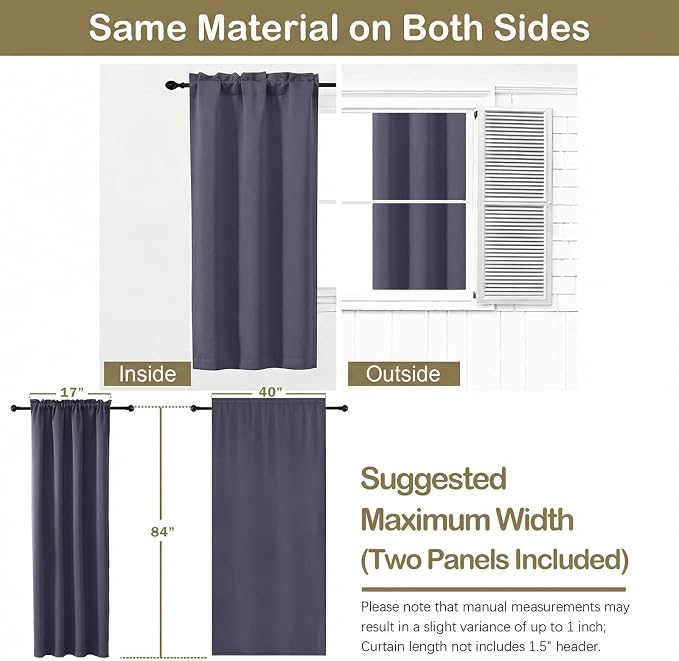OVZME Greyish Purple Blackout Curtains - Image 2