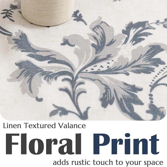 jinchan Tie Up Valance Curtain Floral Linen - Image 6