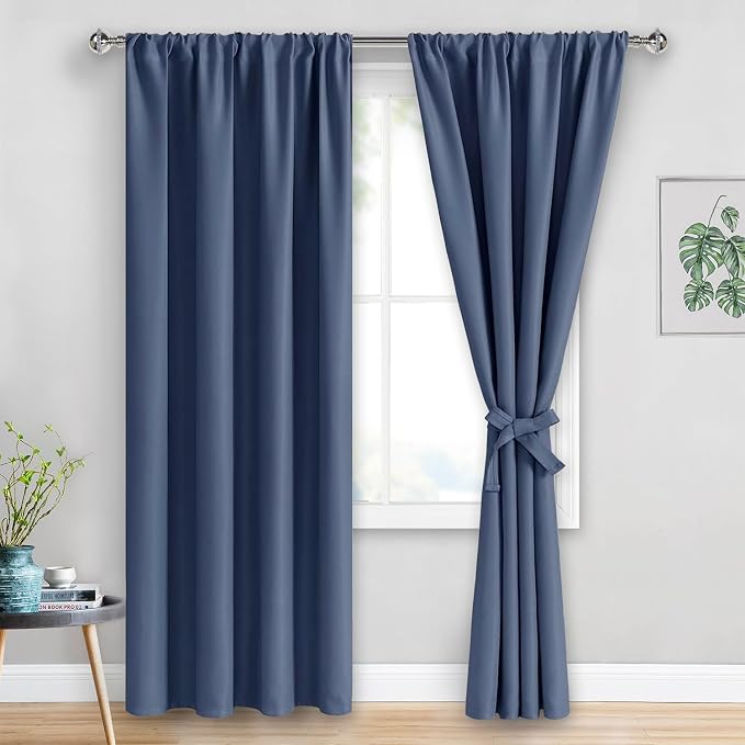 JIUZHEN Dusty Blue Blackout Curtains by JIUZHEN
