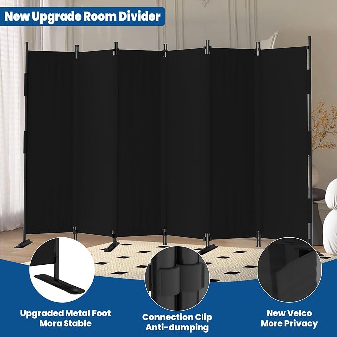 Room Divider, 6 Panel Upgraded Folding Privacy Screen, 132” Highly Secretive - Image 3