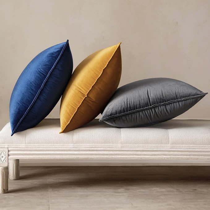 MIULEE Navy Blue Velvet Throw Pillow Covers 16x16 Soft Decorative Solid Square - Image 5