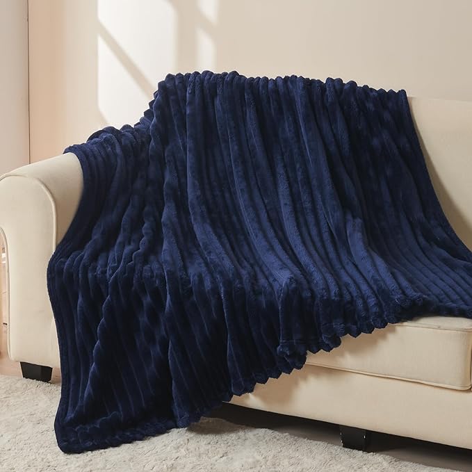 NEWCOSPLAY Super Soft Twin Blanket Dark Navy Premium Silky Flannel Fleece 3D - Image 3