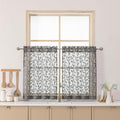 Chyhomenyc Charcoal Grey Sheer Curtains 30 Inch Length, Light Filtering Leaf by Chyhomenyc