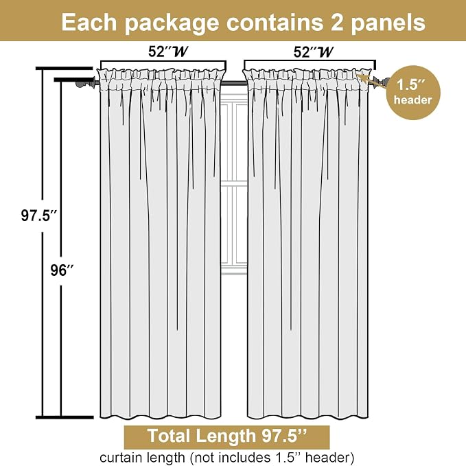 Lecloud Leia Black Sheer Curtains 96 Inches Long 2 Panels, Airy Leaf Jacquard - Image 2