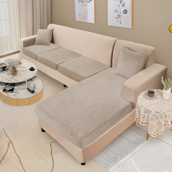 NAISI Sectional Couch Cover 4 Pieces Velvet Separate Couch Cushion Covers L - Image 2