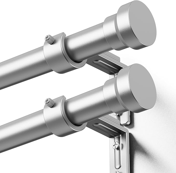 YaFex Curtain Rods 2 Pack 32-144 Inch, Heavy Duty 1 Inch Curtain Rod, Modern by YaFex