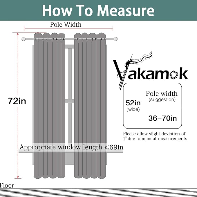 Yakamok Blackout Curtains for Bedroom, Grommet Thermal Insulated Room Darkening - Image 6