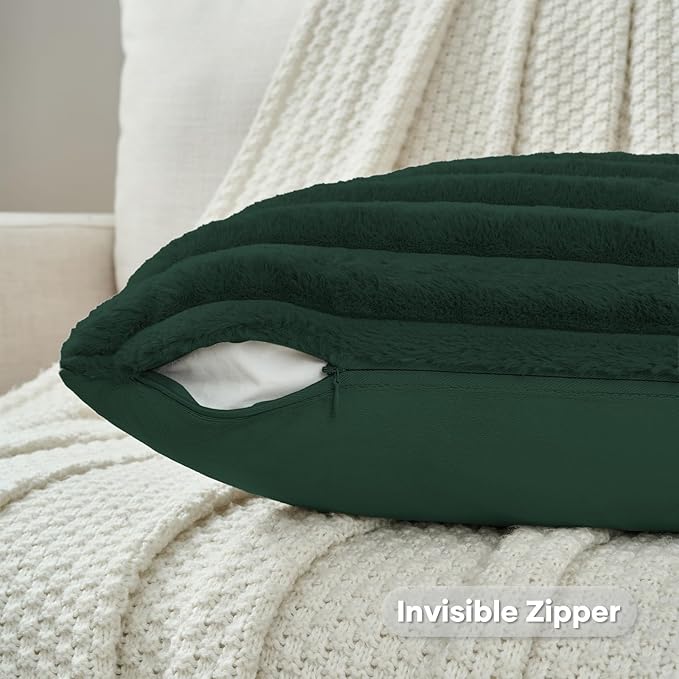 FUTEI Dark Green Decorative Throw Pillow Covers Set of 2, 24x24 Inch Soft - Image 3