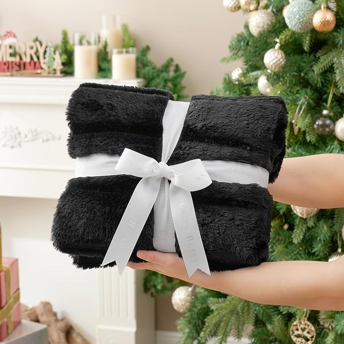Cozy Bliss Deluxe Sheared Rabbit Faux Fur Throw Blanket, Soft Fuzzy High-Low - Image 4