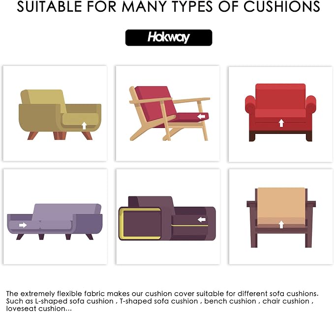 Hokway Stretch Individual Couch Cushion Covers, Washable Sofa Seat Slipcovers - Image 6