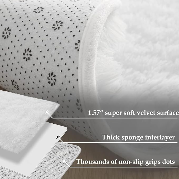 Merelax Soft Runner Rugs for Living Room Hallways Entry, 2x6 Snow White Fluffy - Image 6