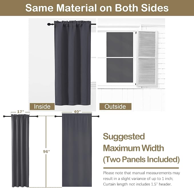 OVZME Charcoal Grey Blackout Curtains - Image 2