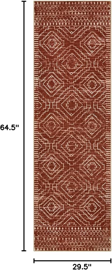Wonnitar Moroccan 2'6"x8' Hallway Runner Rug, Washable Long Farmhouse Laundry - Image 2