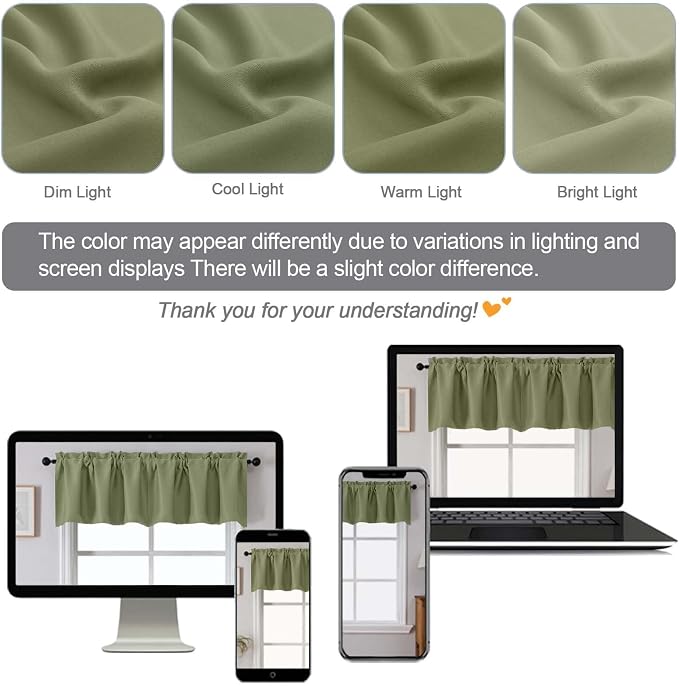Chyhomenyc Blackout Valances for Windows, Short Window Valance Curtains for - Image 5