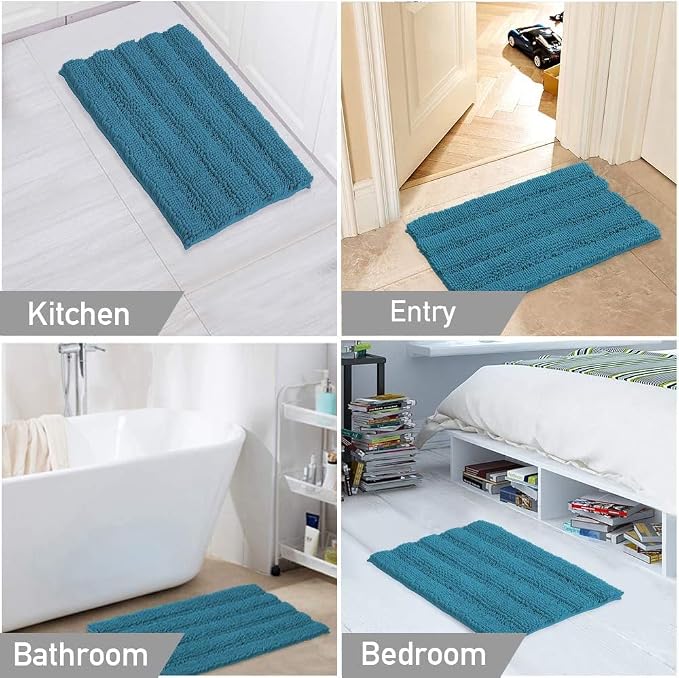 Turquoize Bathroom Rugs Non-Slip Chenille Bath Mat - Image 6