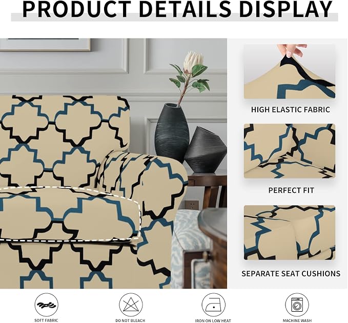 Easy-Going Print 4 Pieces Oversized Stretch Soft Couch Cover - Image 3