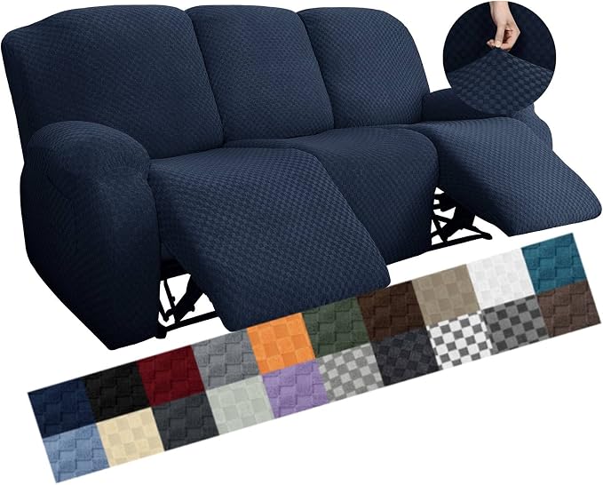YEMYHOM 8 Pieces Stretch Recliner Sofa Cover Latest Jacquard Reclining Couch by YEMYHOM