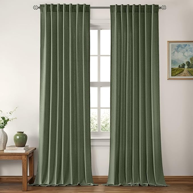 MIULEE Non-See-Through Privacy Linen Curtains 2 Panels, Light Filtering Window - Image 2