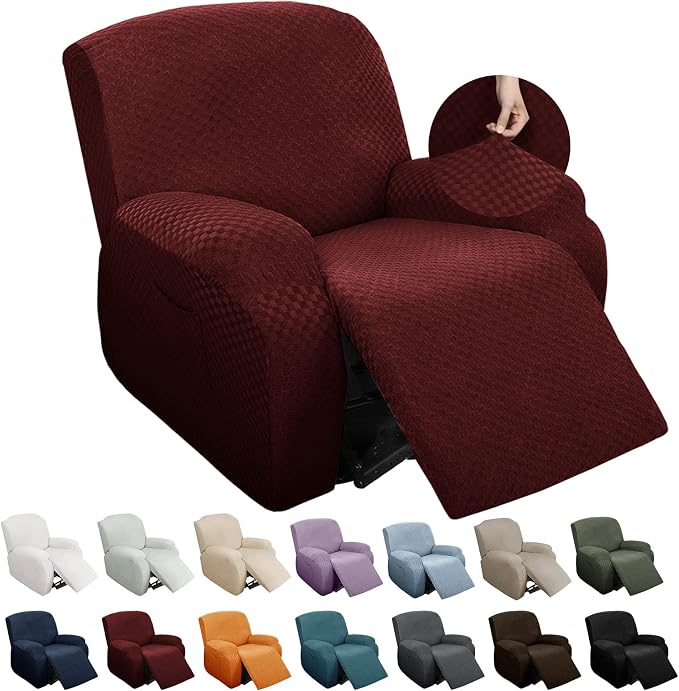 YEMYHOM 4 Pieces Stretch Recliner Slipcover Latest Jacquard Recliner Chair Cover - Image 8