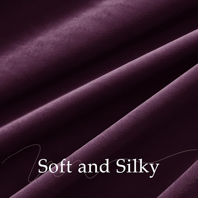 NICETOWN Dark Purple Velvet Blackout Curtains 96 inch Long - Image 6