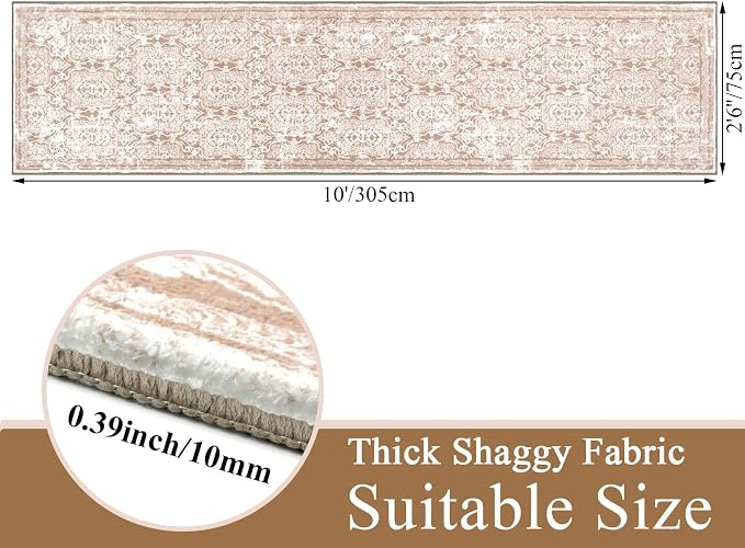 Vaukki Hallway Runner Rug, Vintage Shaggy Soft Laundry Rug Runner, Non Slip - Image 2