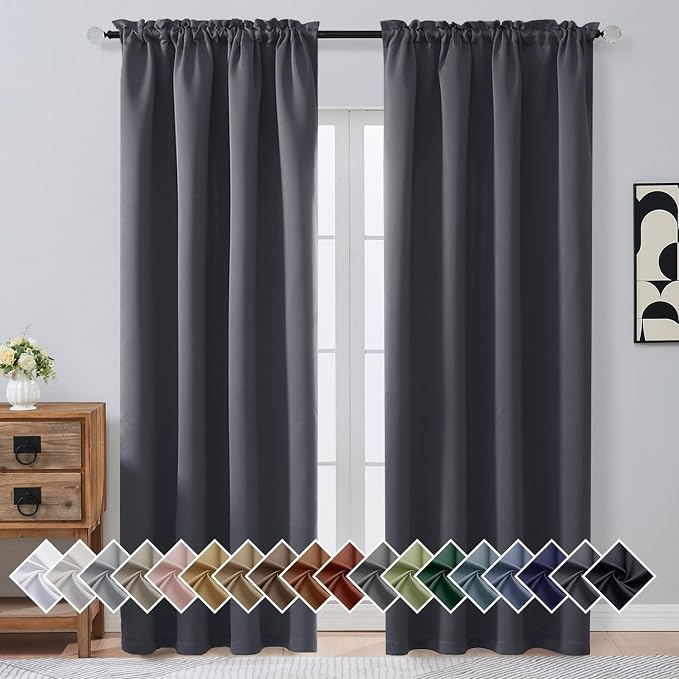 OVZME Charcoal Grey Blackout Curtains by OVZME