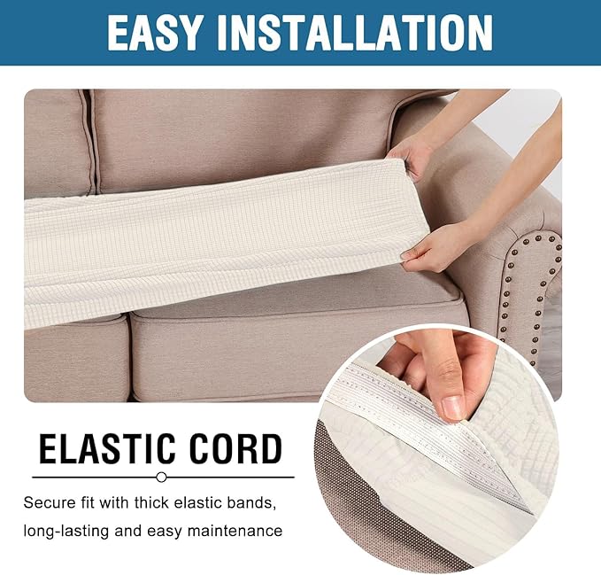 H.VERSAILTEX Super Stretch Individual Seat Cushion Covers Sofa Covers Couch - Image 5